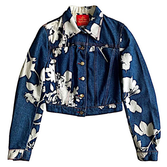 Authentic Vivienne Westwood 97 SS Shadow Flower Bleached Denim Jacket